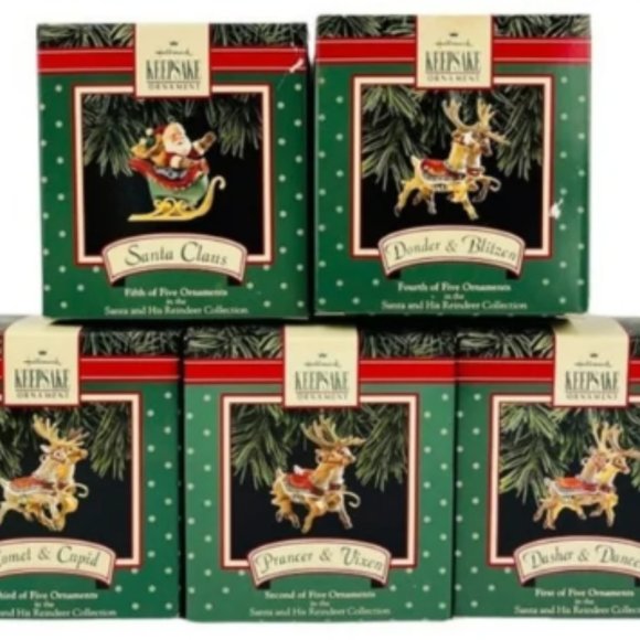 Santa and His Reindeer Collection Hallmark Ornaments - Picture 13 of 14